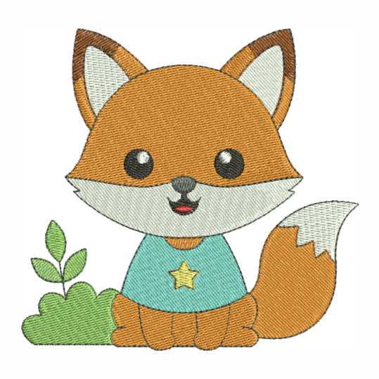 Matriz de bordado raposinha baby com estrela para máquina de bordar.